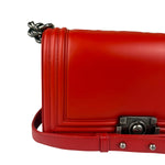 Chanel Red Leather Reverso Boy Flap Bag