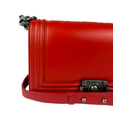 Chanel Red Leather Reverso Boy Flap Bag
