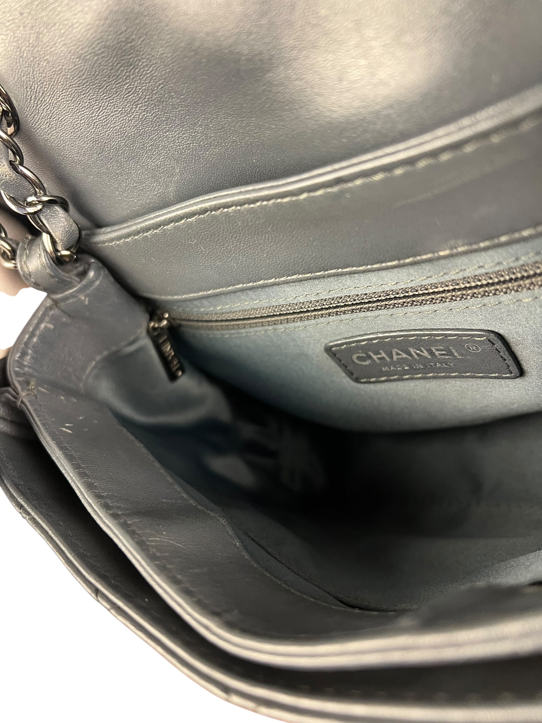 Chanel Dark Grey Quilted Leather Loop Flap Bag 2014