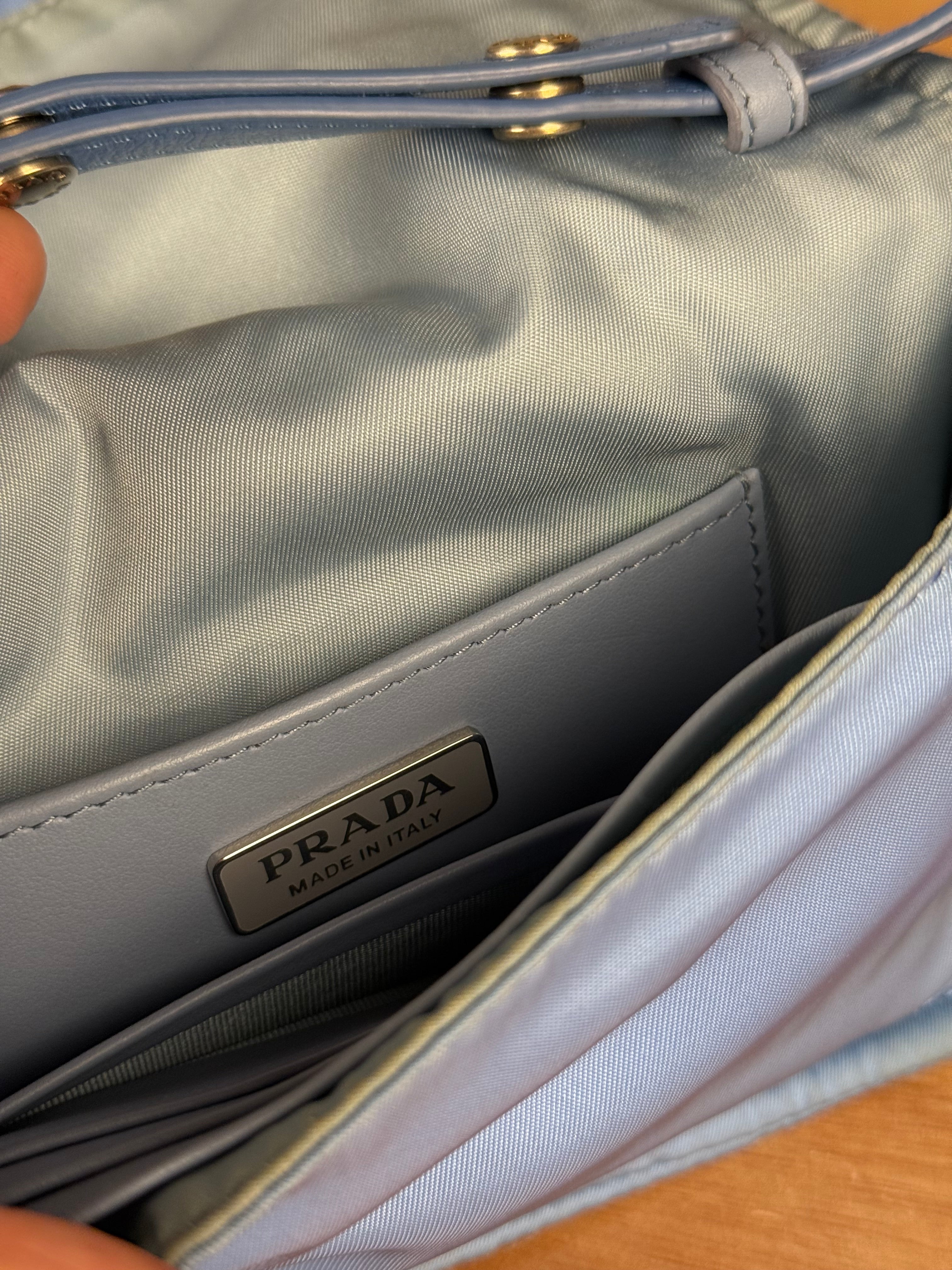 Prada Nylon Blue Studded Crossbody Bag