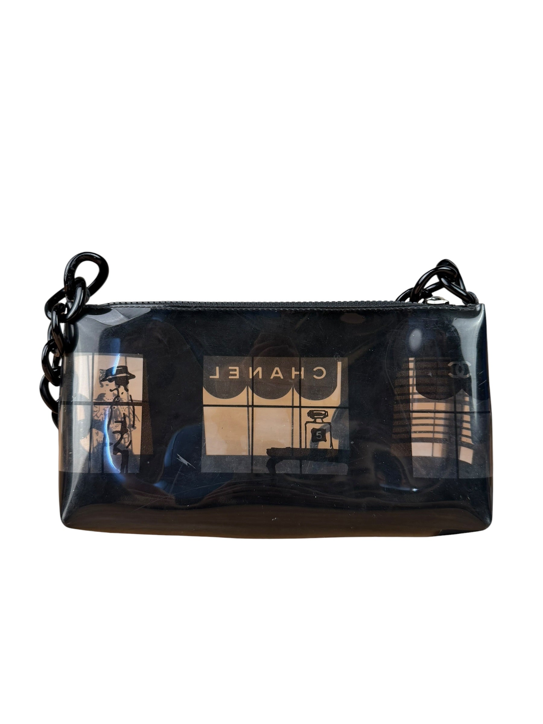 Chanel Black PVC Vinyl Coco Windows Pochette 2003