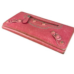 Balenciaga Pink Leather Moto Long Wallet