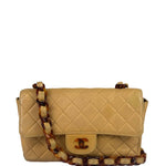 Chanel Beige Quilted Lambskin Tortoiseshell Chain Flap 1996