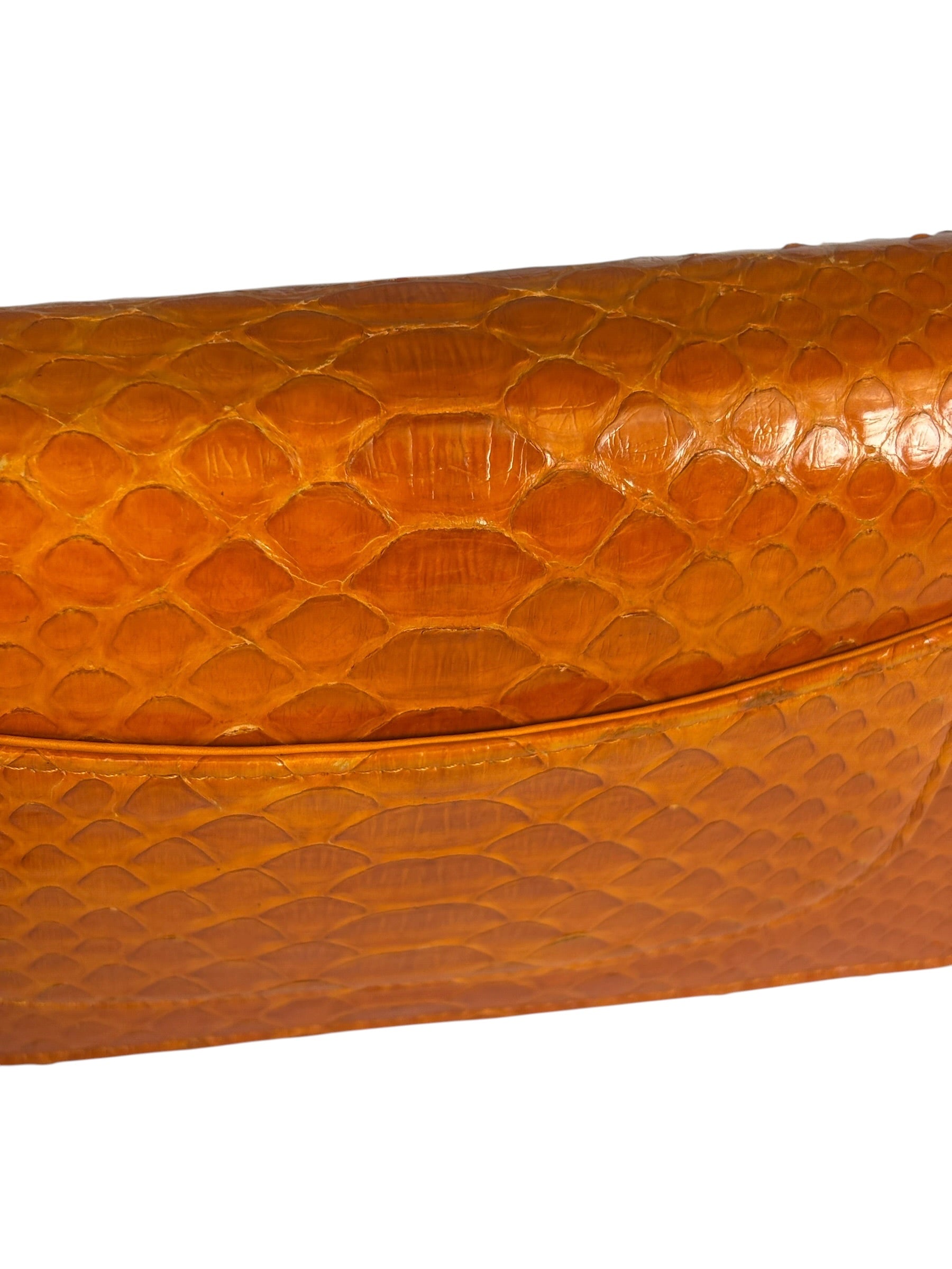 Chanel Orange Pythonskin Flap Wallet On Chain 2013