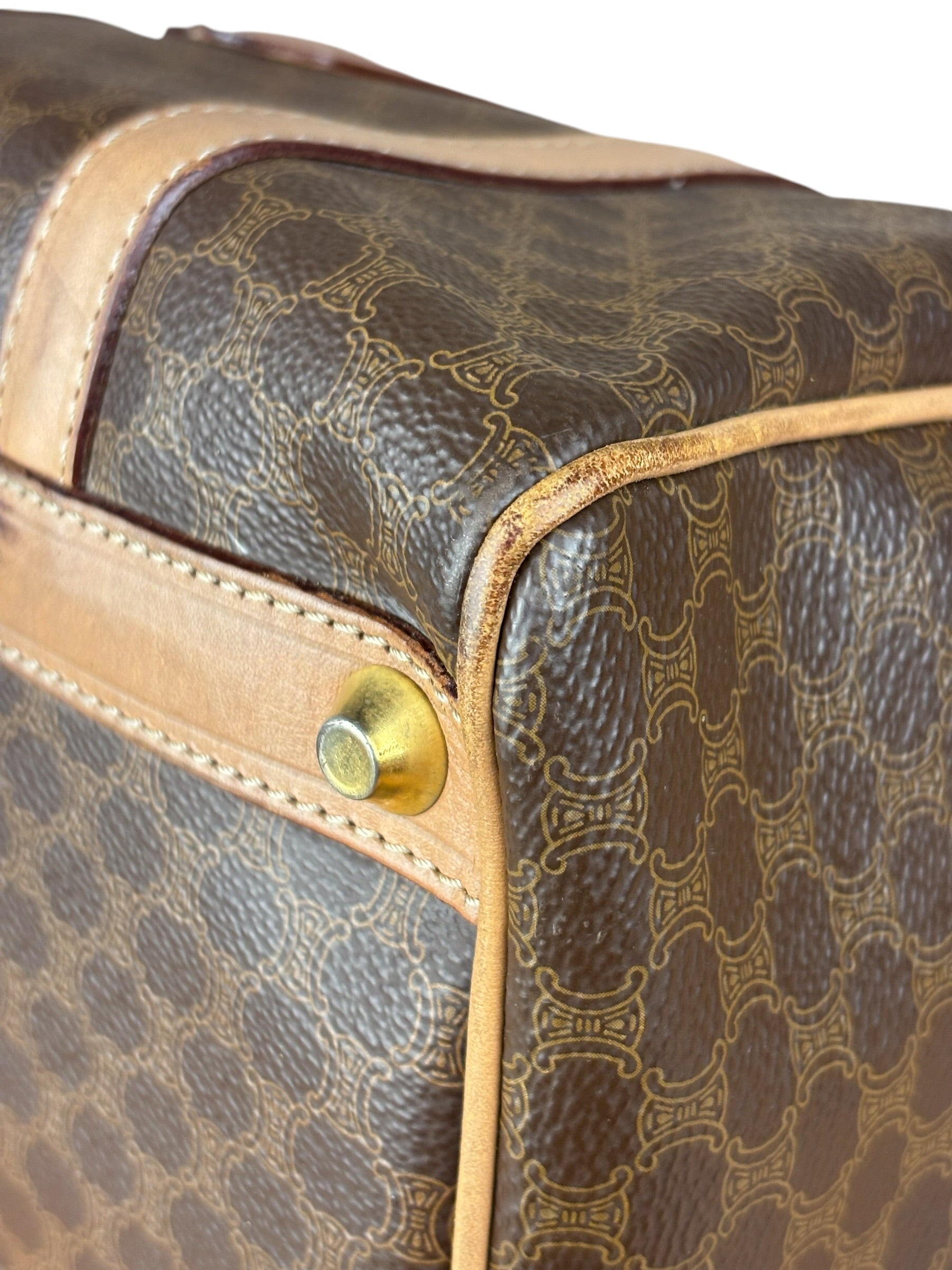 Celine Brown Leather Boston Handbag