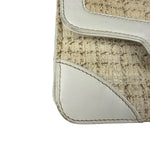 Chanel White Leather Trim Tweed Shoulder Bag 2001