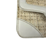 Chanel White Leather Trim Tweed Shoulder Bag 2001