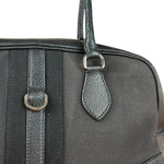 Prada Vintage Black Canvas Leather Trim Bowler Shoulder Bag