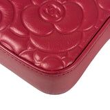Chanel Pink Floral Embossed Leather Double Zip Chain Clutch Bag 2017