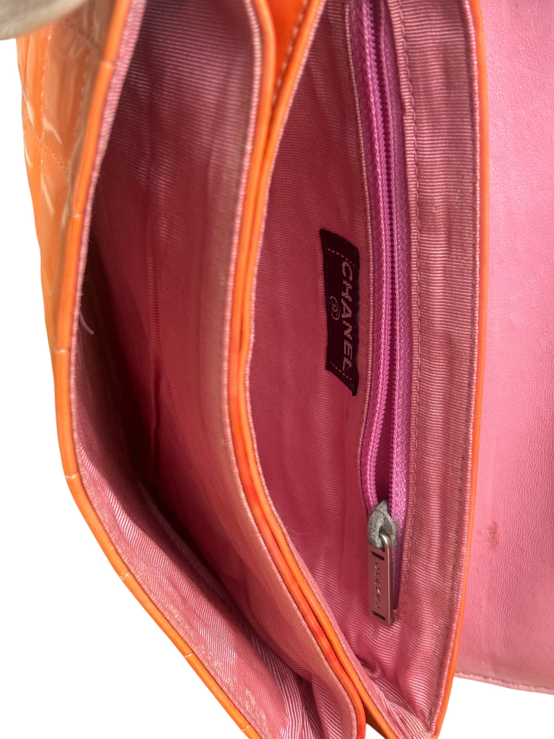 Chanel Orange/Pink Chocolate Bar Keyboard Digital Flap Shoulder Bag 2001