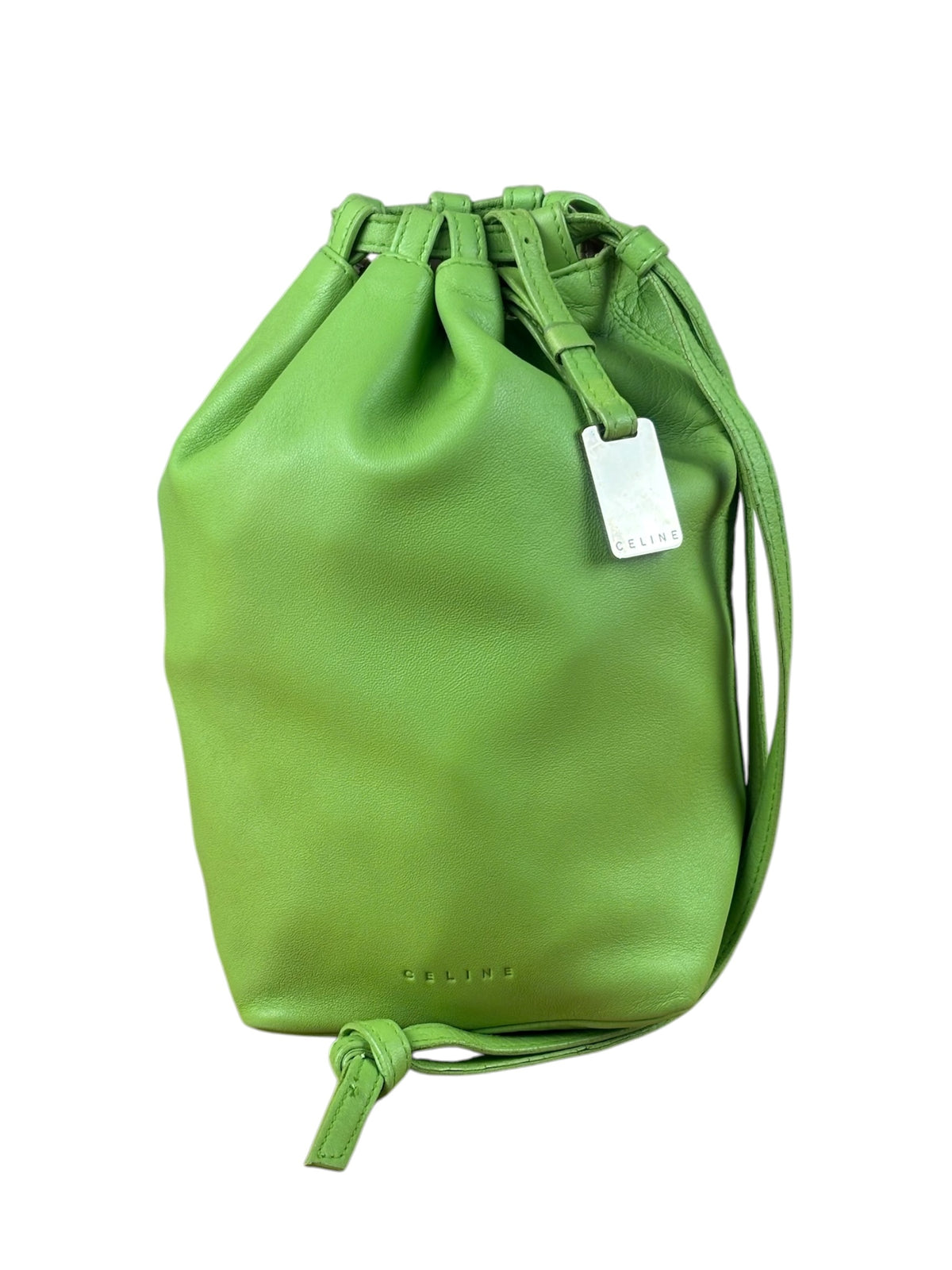 Celine Bright Green Leather Small Bucket Bag