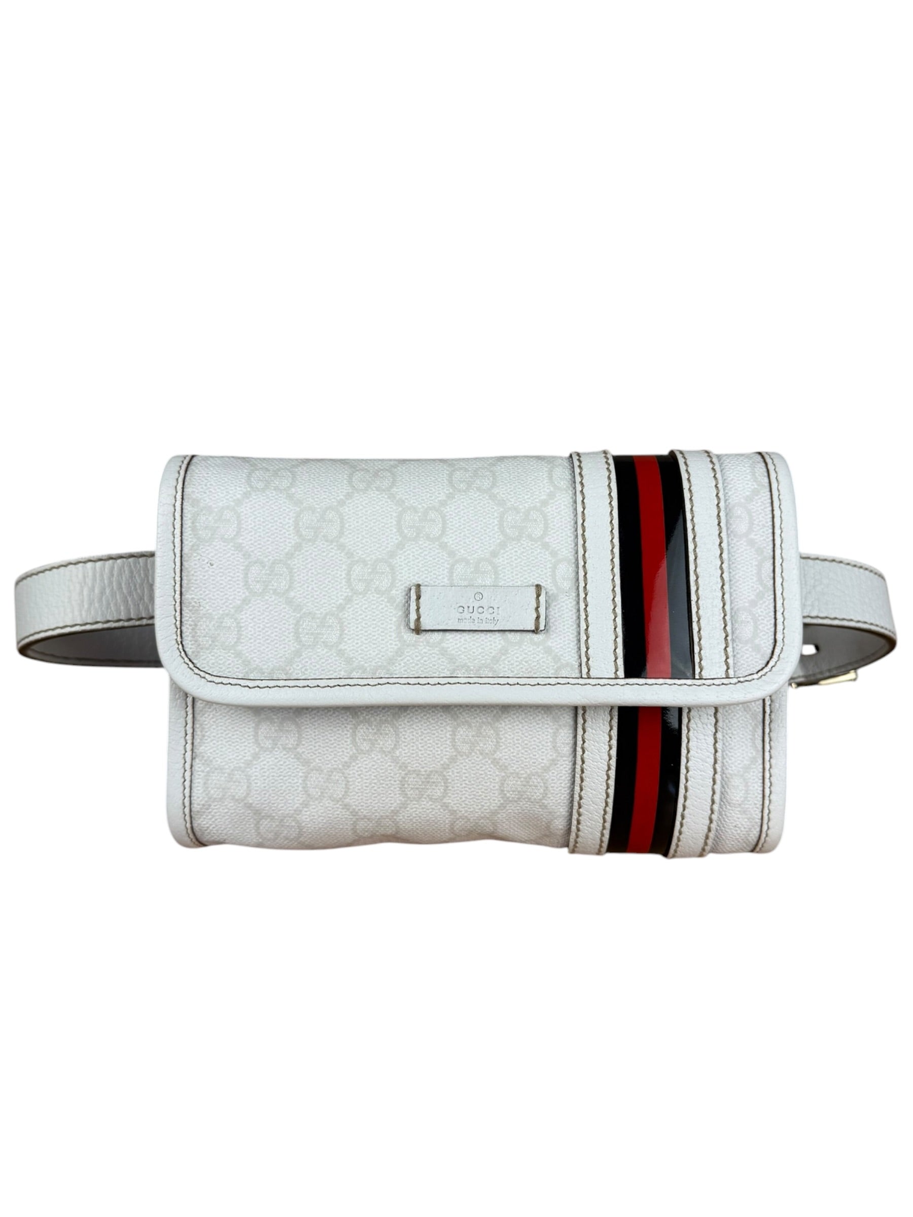 Gucci GG White Coated Canvas Sherry Line Belt Bag