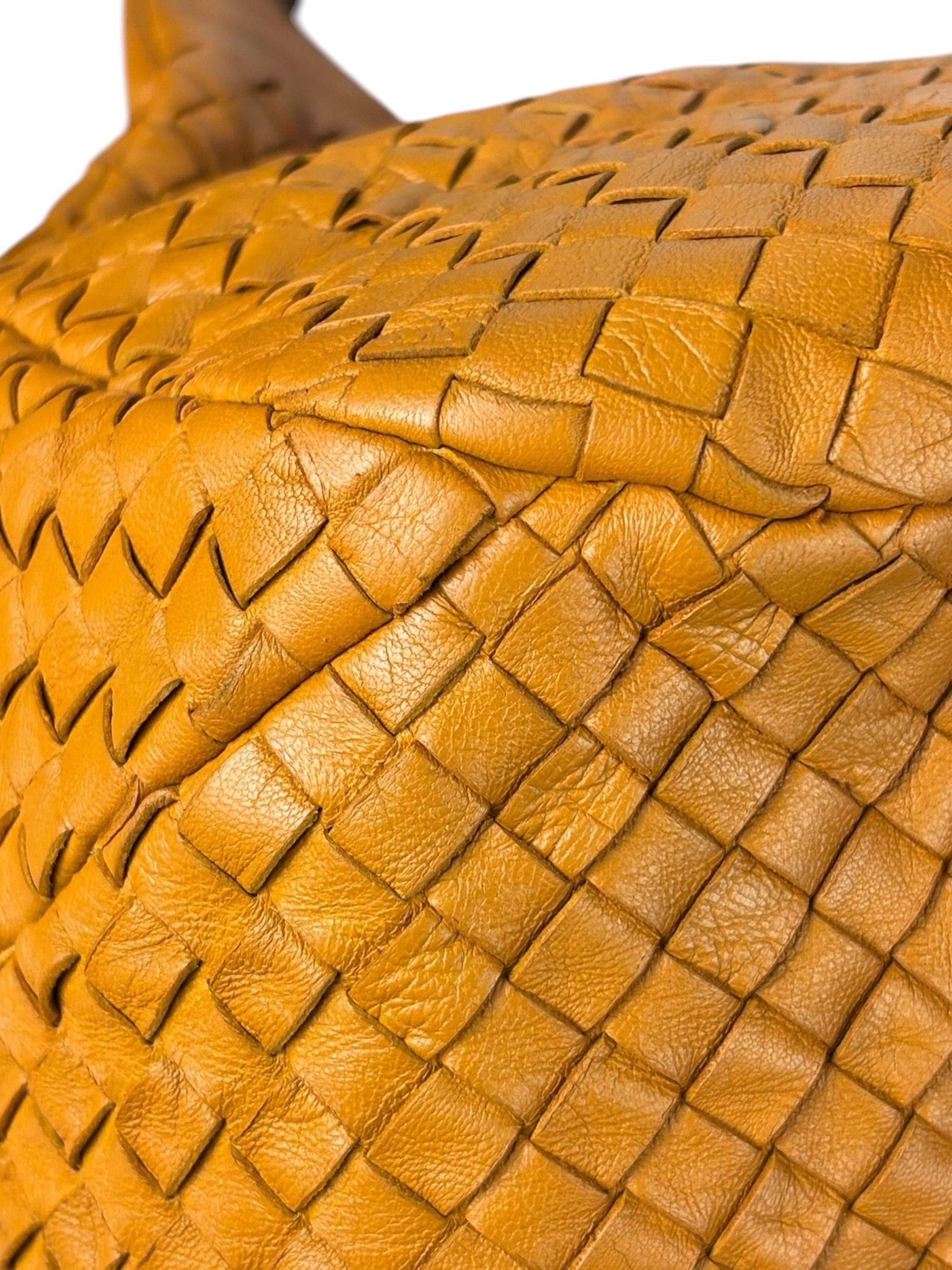 Bottega Veneta Orange/Brown Woven Leather Campana Shoulder Bag