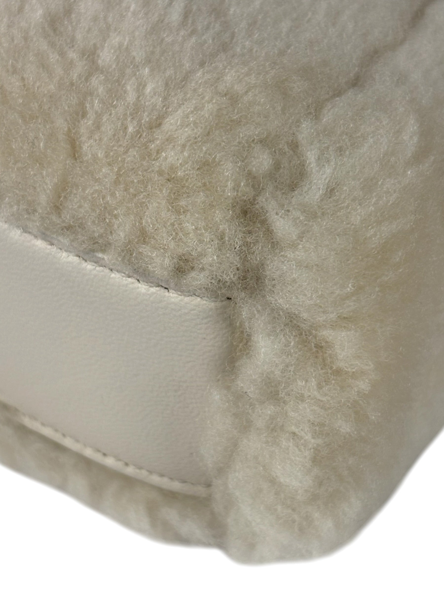 Fendi Cream Fur Lambskin Trim Micro Peekaboo Two-Way Bag