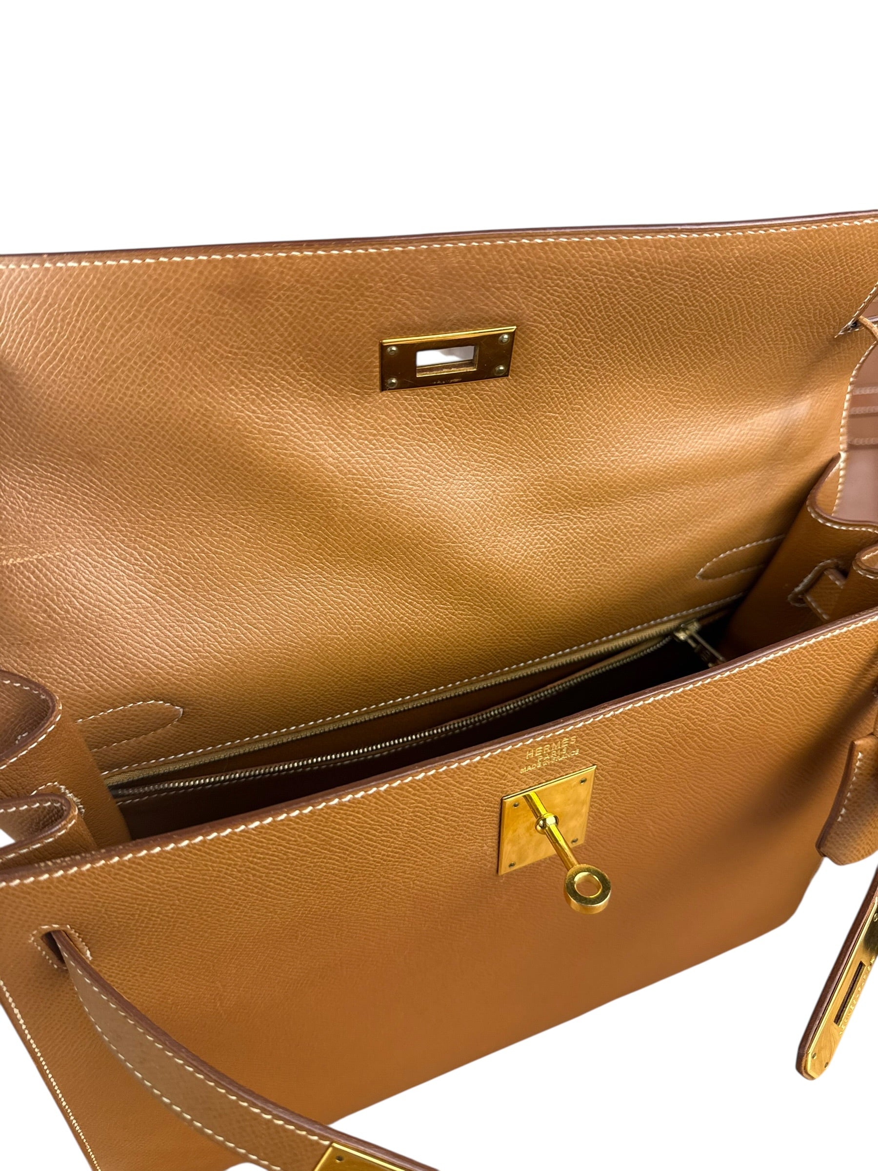 Hermes Kelly 32 Sellier Epsom Gold Handbag 1995