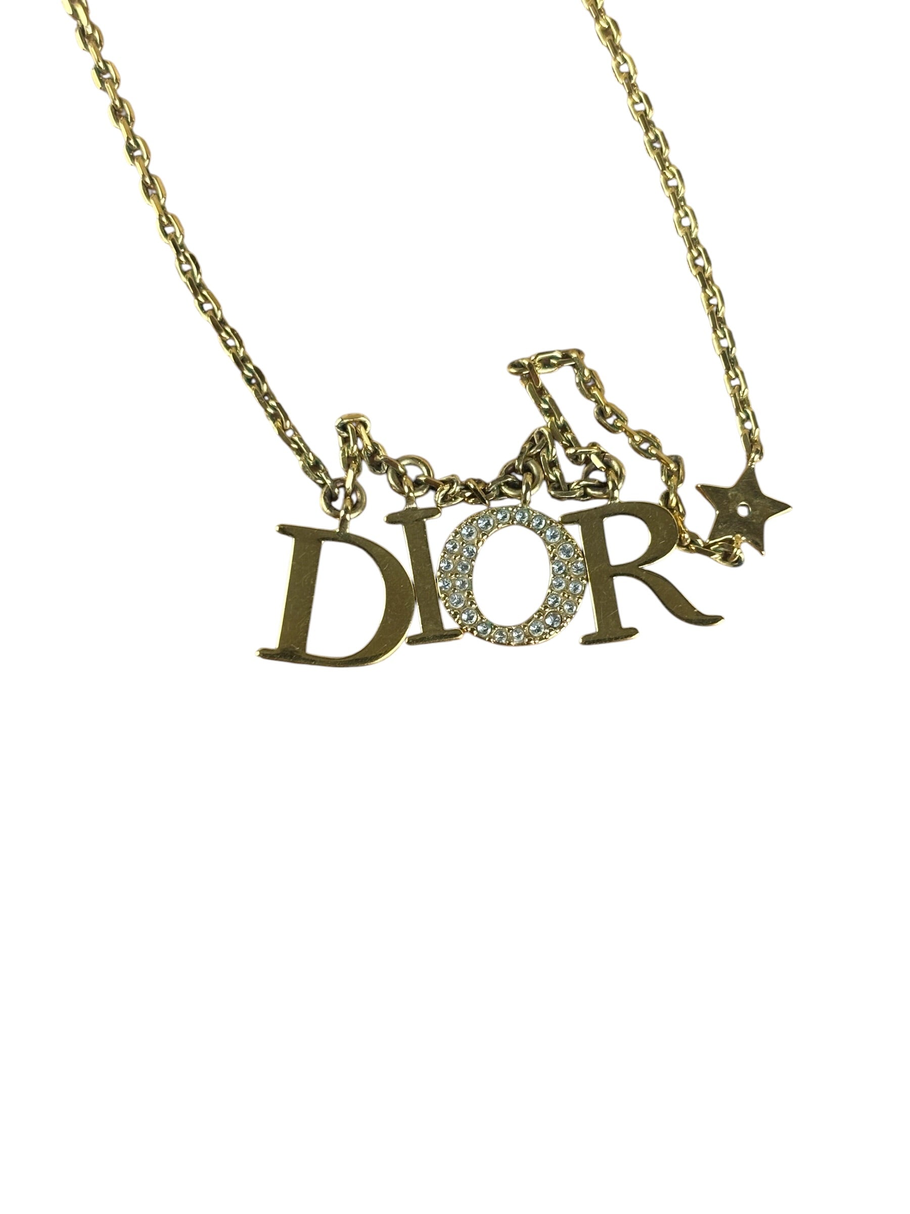Christian Dior Dior Letter Charm/Pave O Star Necklace