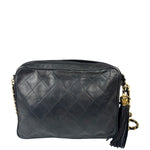 Chanel Vintage Black Quilted Leather CC Camera Bag 1989