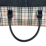 Burberry Vintage Leather Trim House Check Top Handle Bag