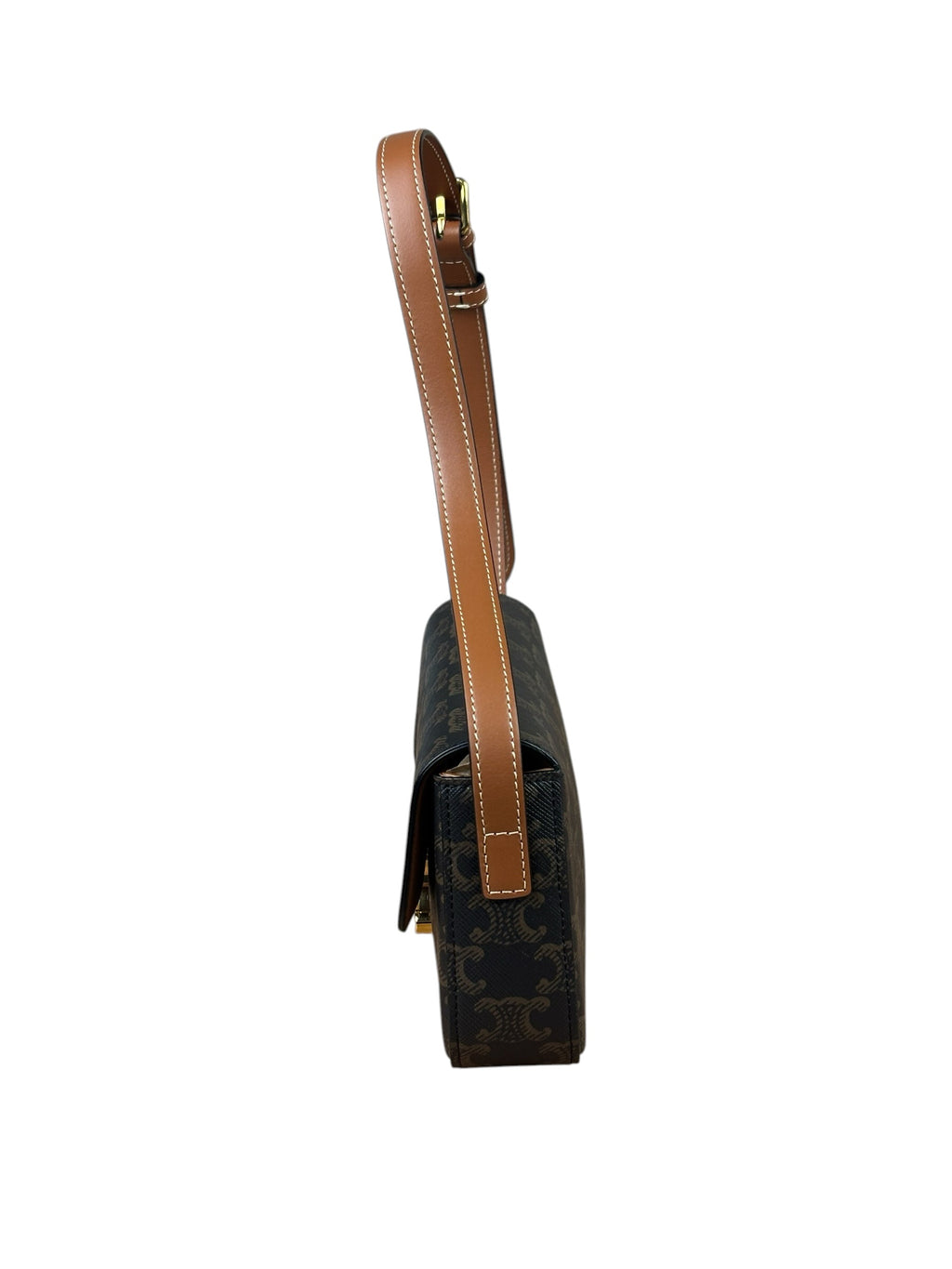 Celine Black/Brown Leather Triomphe Claude Flap Bag
