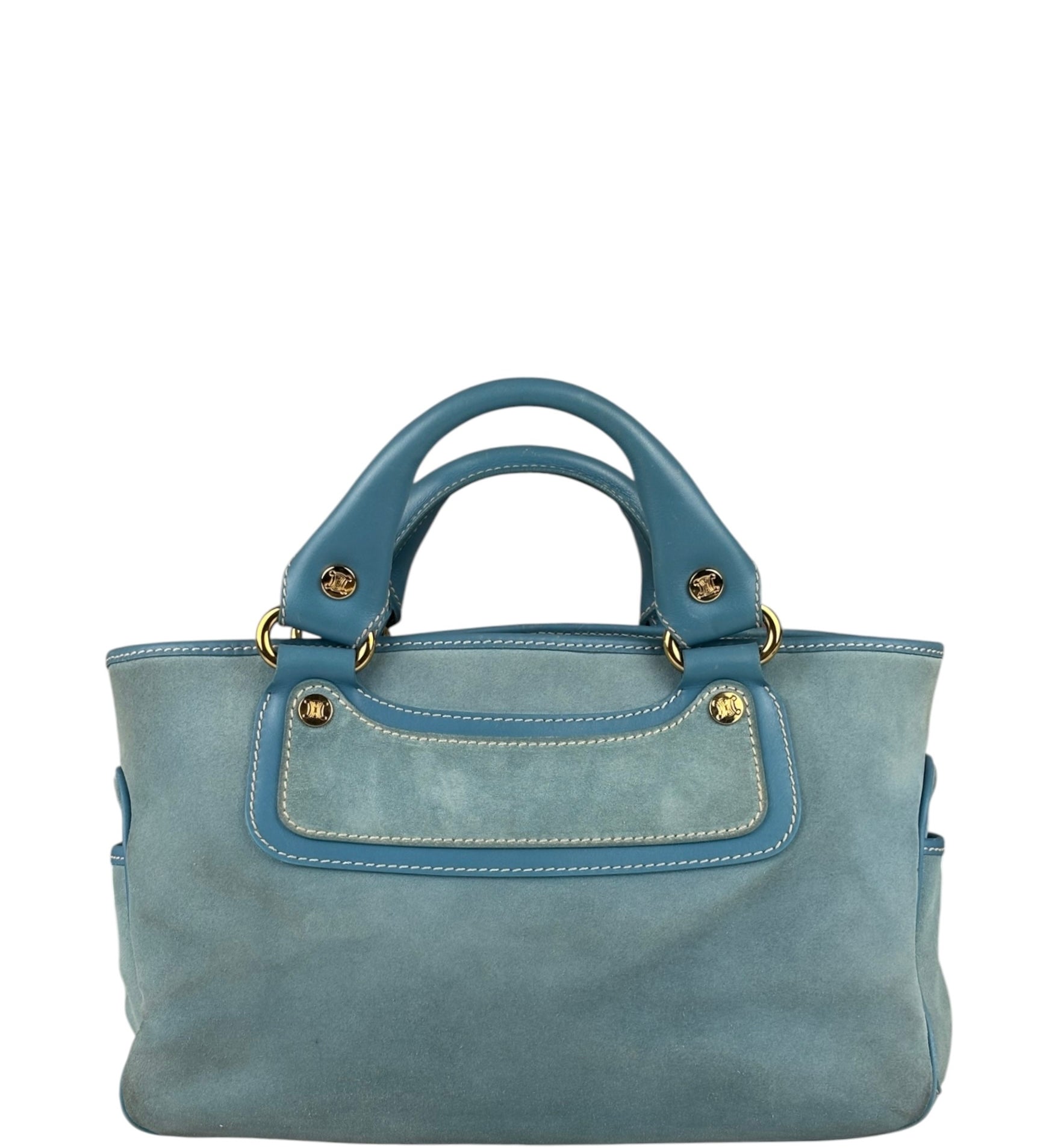 Celine Baby Blue Suede Leather Trip Boogie Handbag