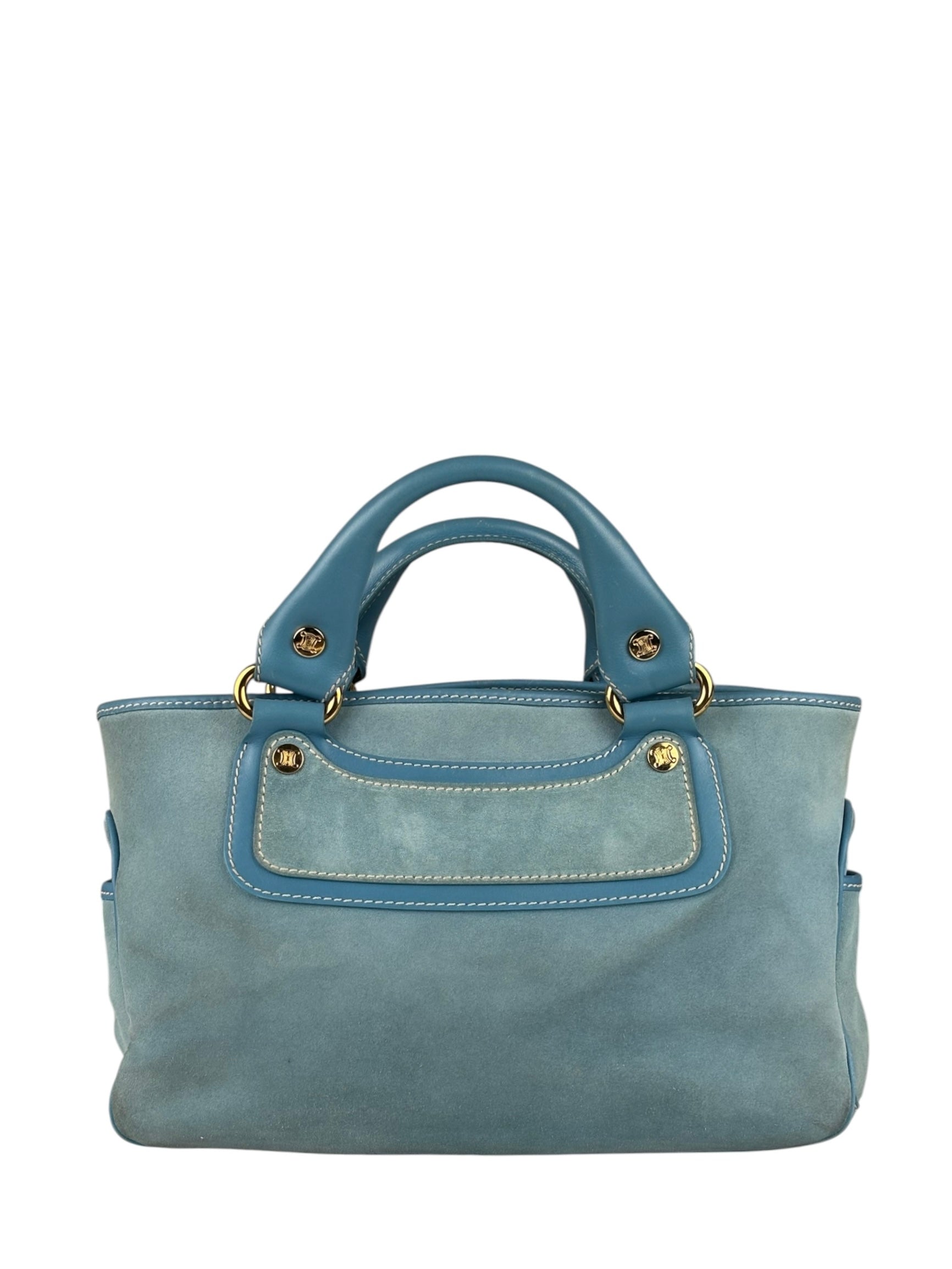 Celine Baby Blue Suede Leather Trip Boogie Handbag