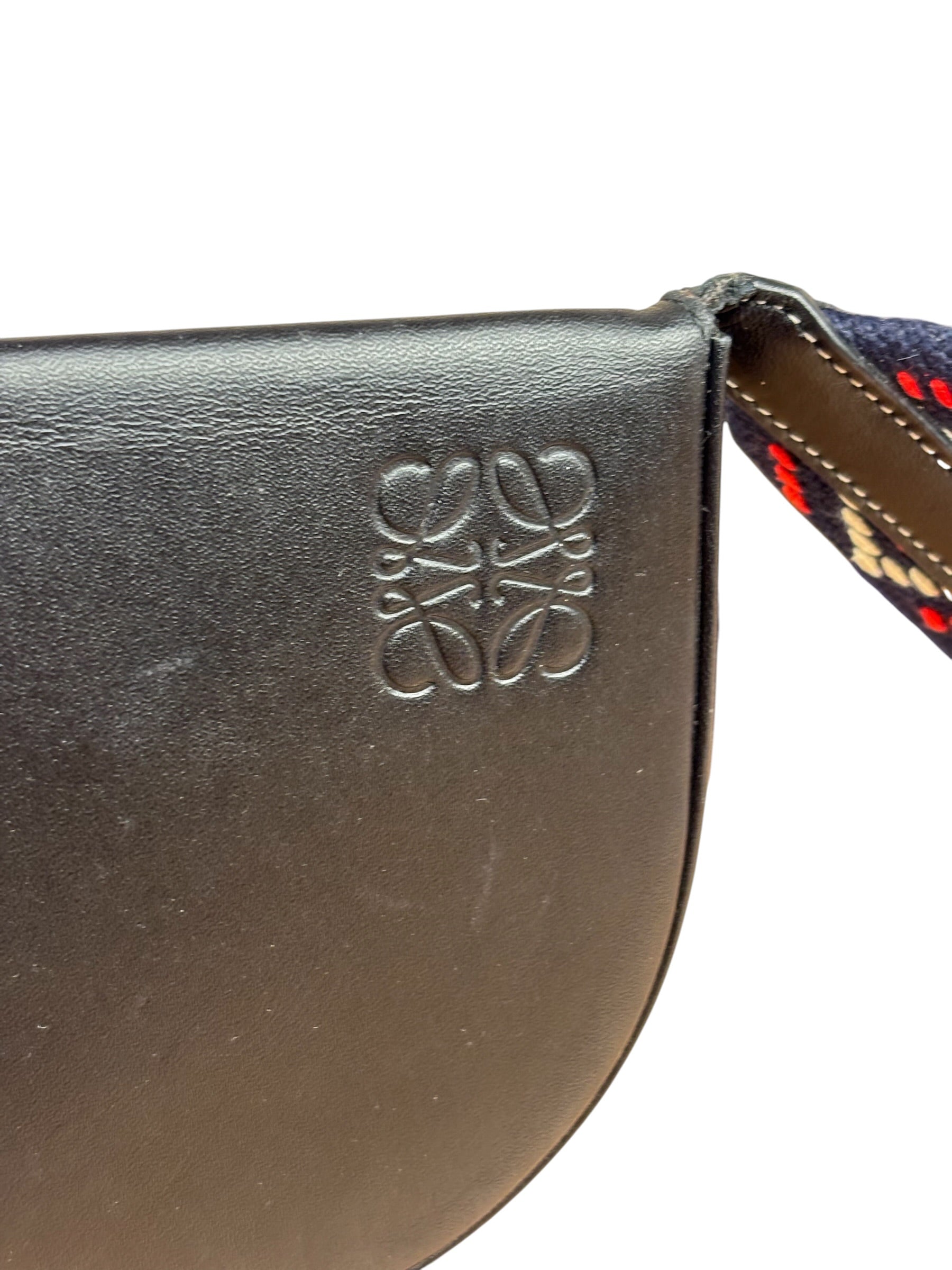 Loewe Anagram Black Leather Heel Crossbody Pochette