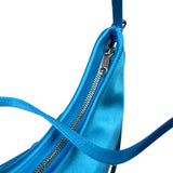 Balenciaga Blue Satin/Leather Trim Leopolda Small Hobo Bag