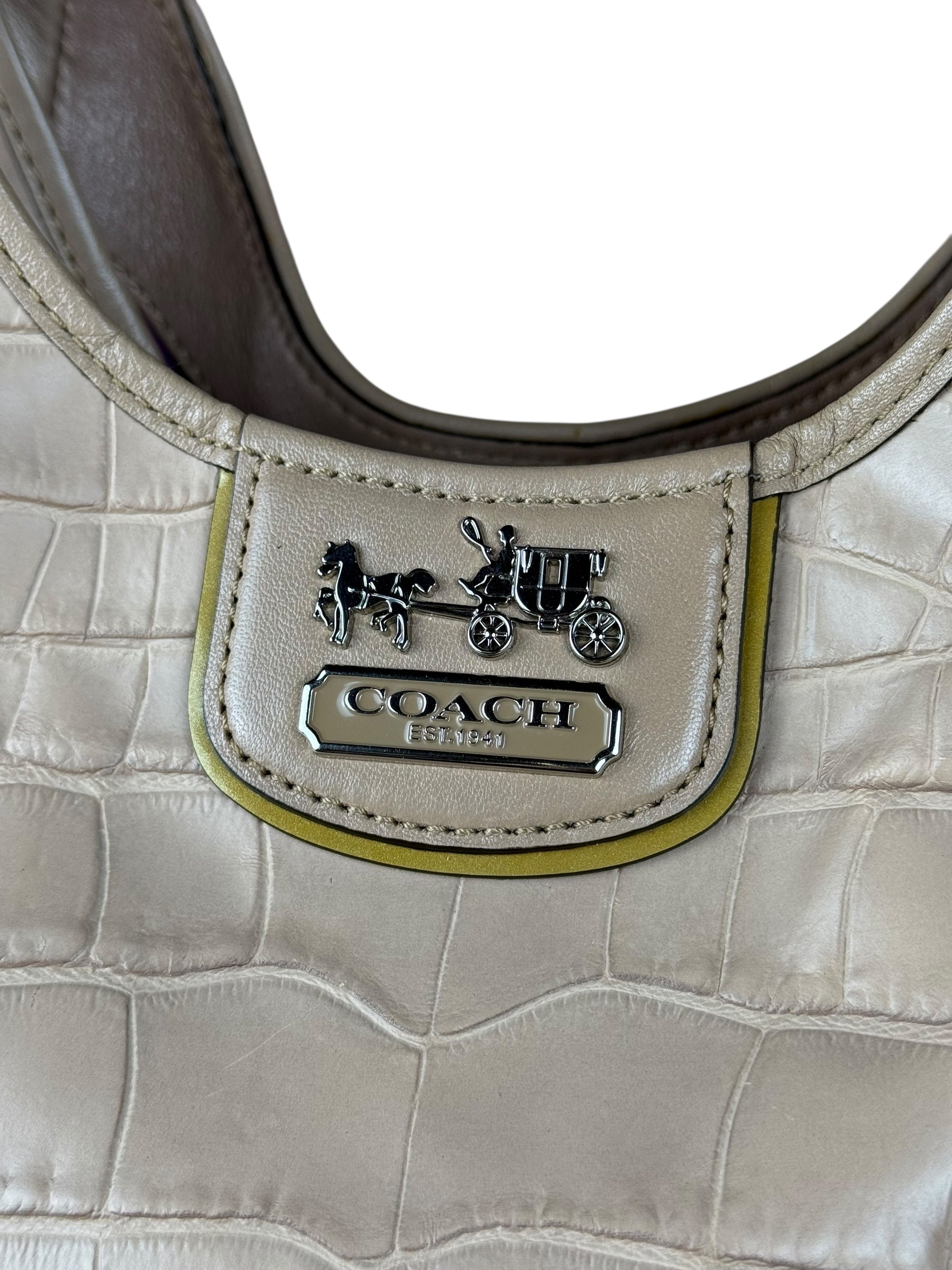 Coach Beige Maggie Croc Handbag