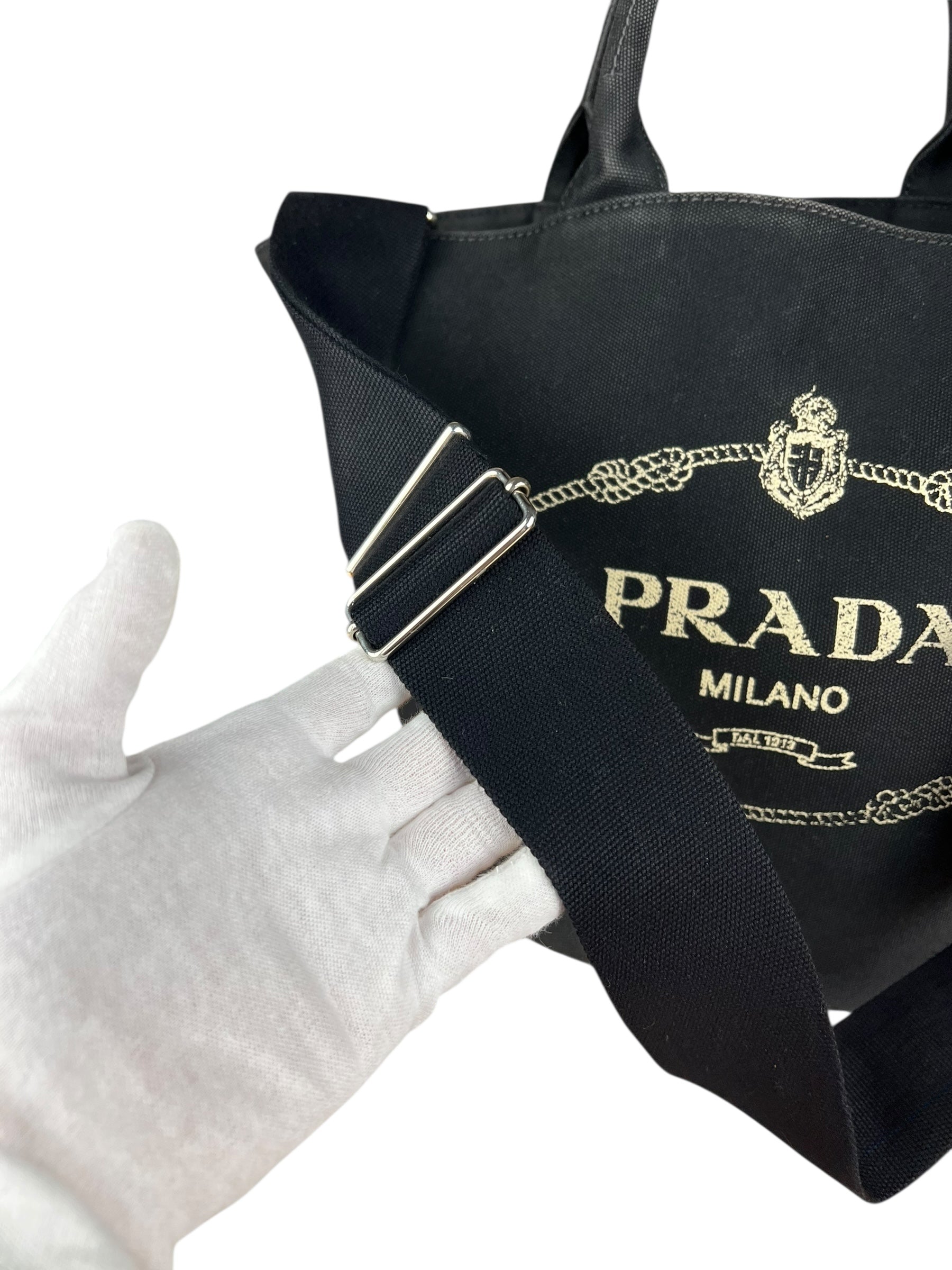 Prada Black Canapa 2Way Handbag
