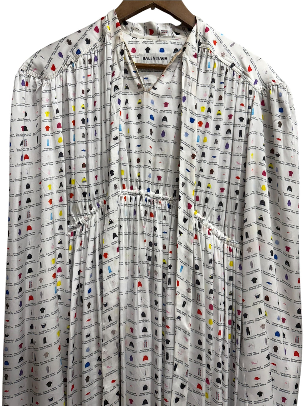 Balenciaga Thumbnail Graphic Oversized White Midi Dress
