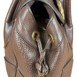 Prada Rich Brown Vitello Daino Sound Lock Satchel Shoulder Bag