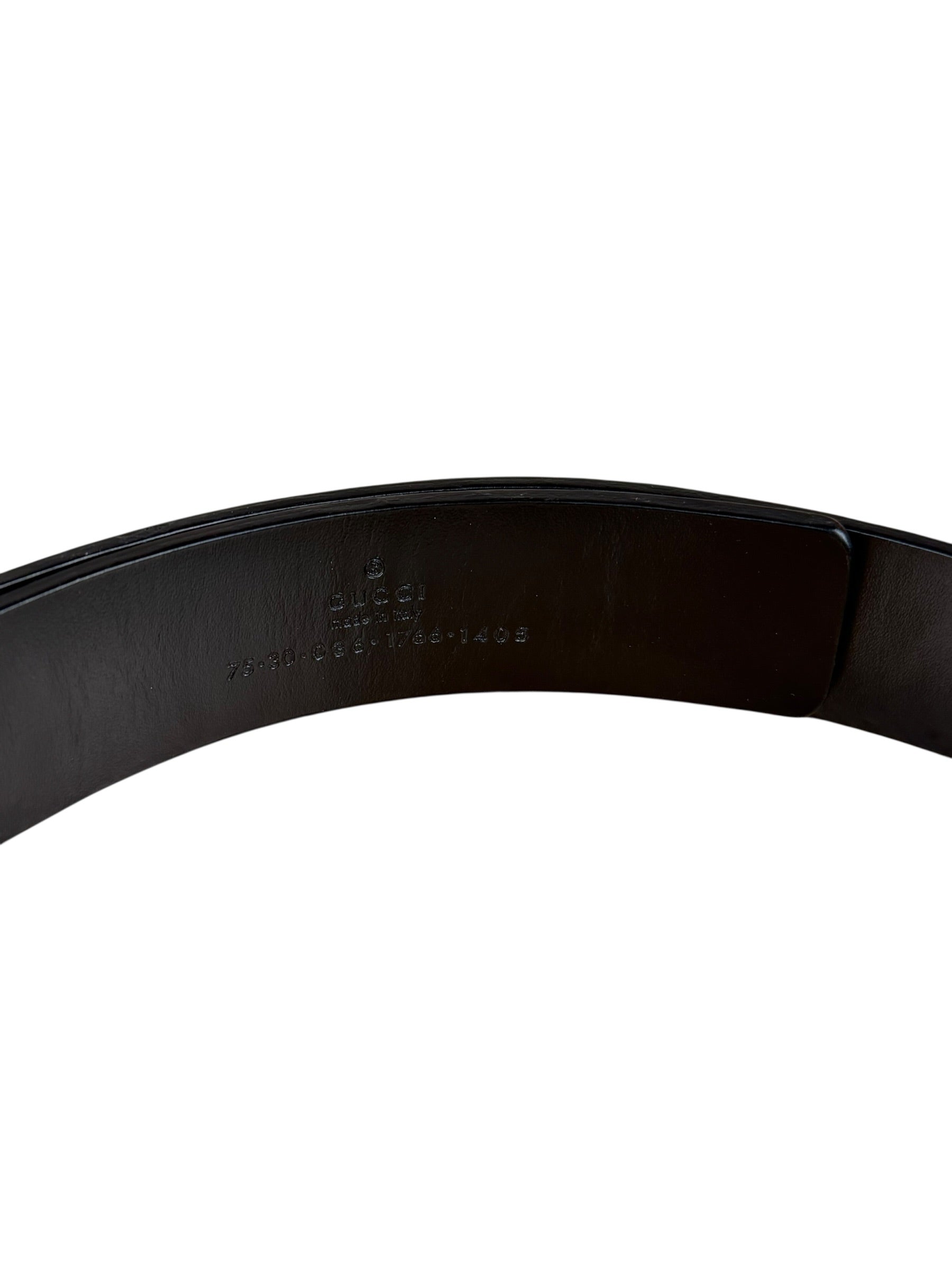 Gucci Black Leather G Buckle Belt