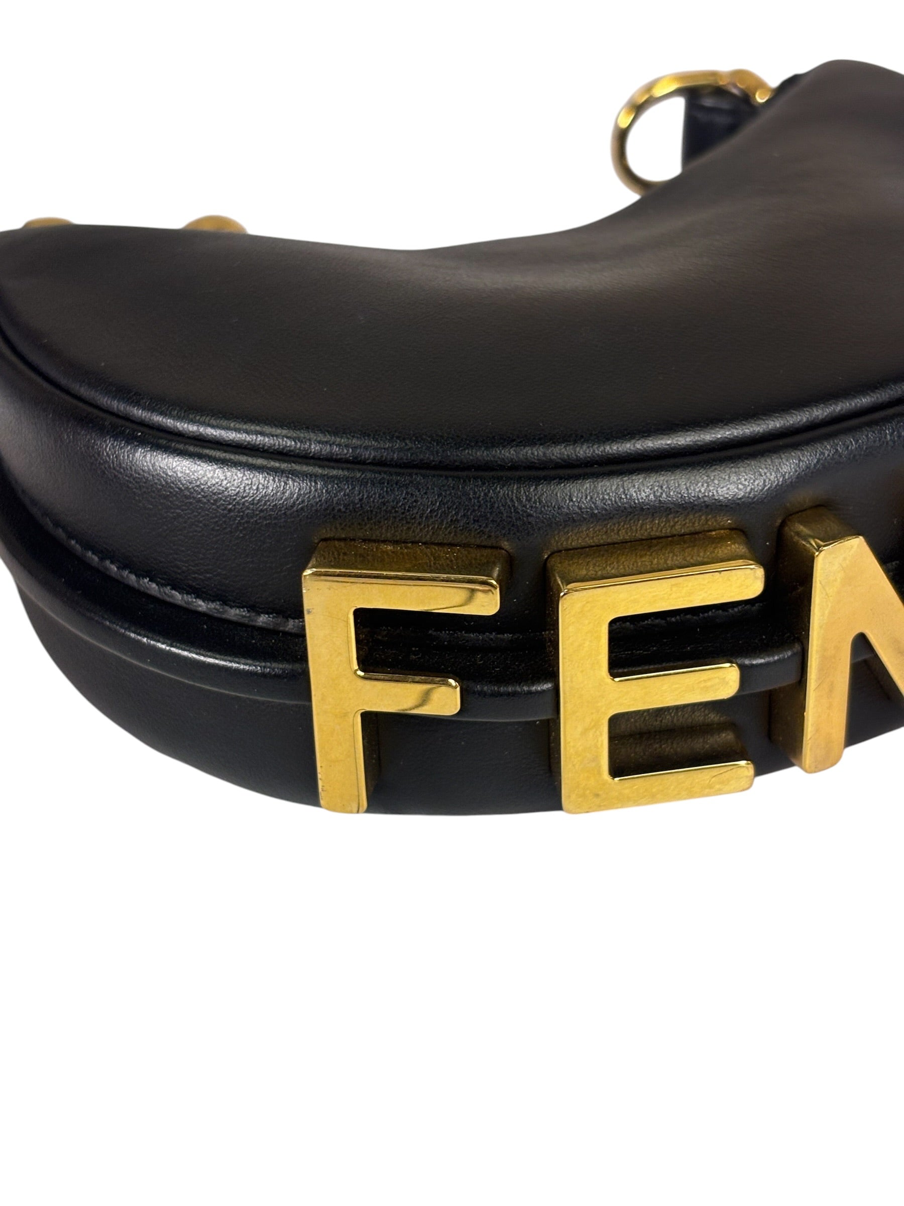 Fendi Vintage Black Leather Nano Fendigraphy Two-Way Bag Replacement Chains