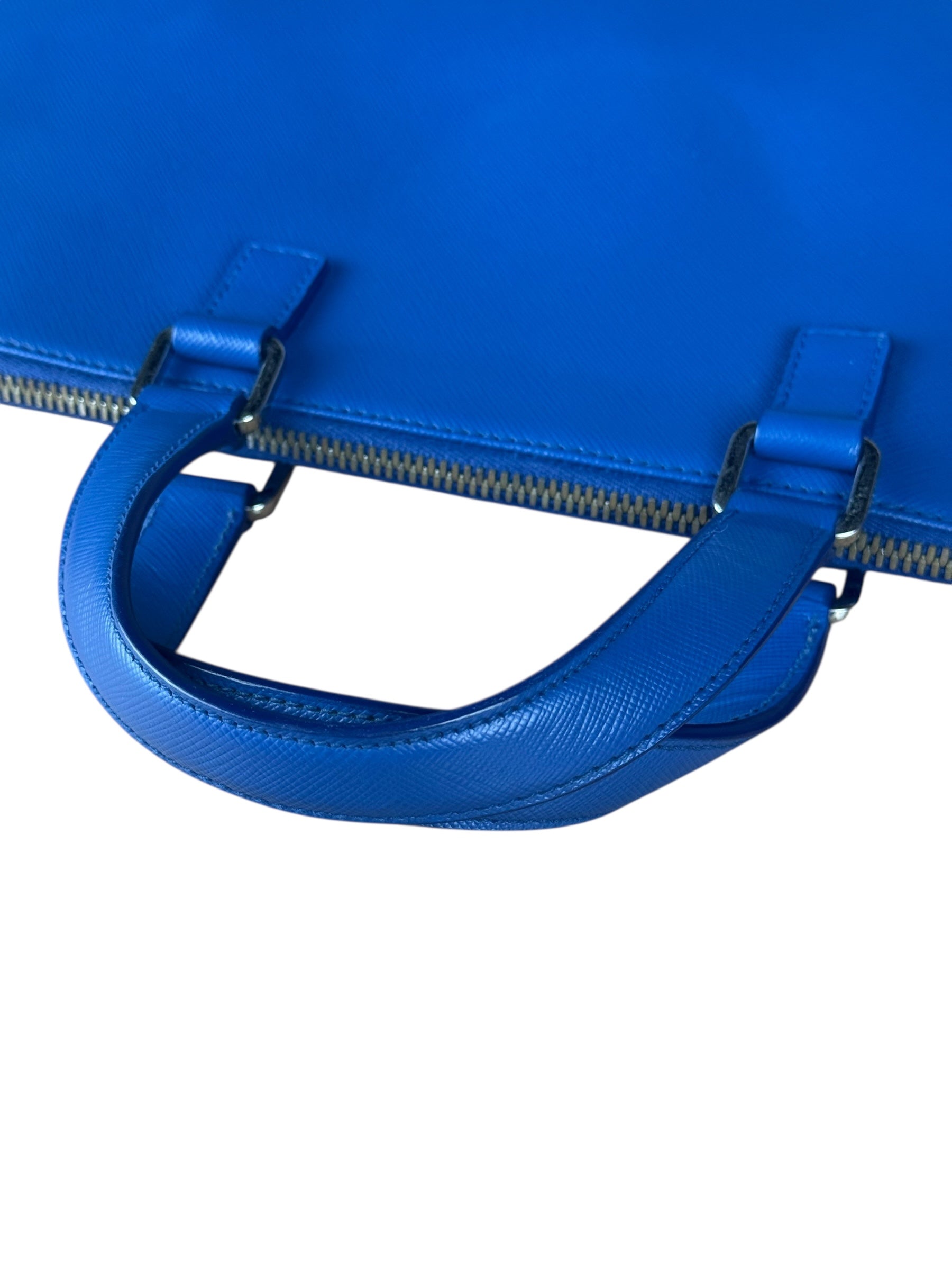 Prada Blue Saffiano Leather 2Way Briefcase Bag