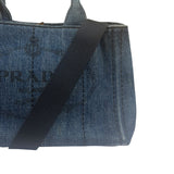 Prada Blue Denim Canapa Logo Tote Bag
