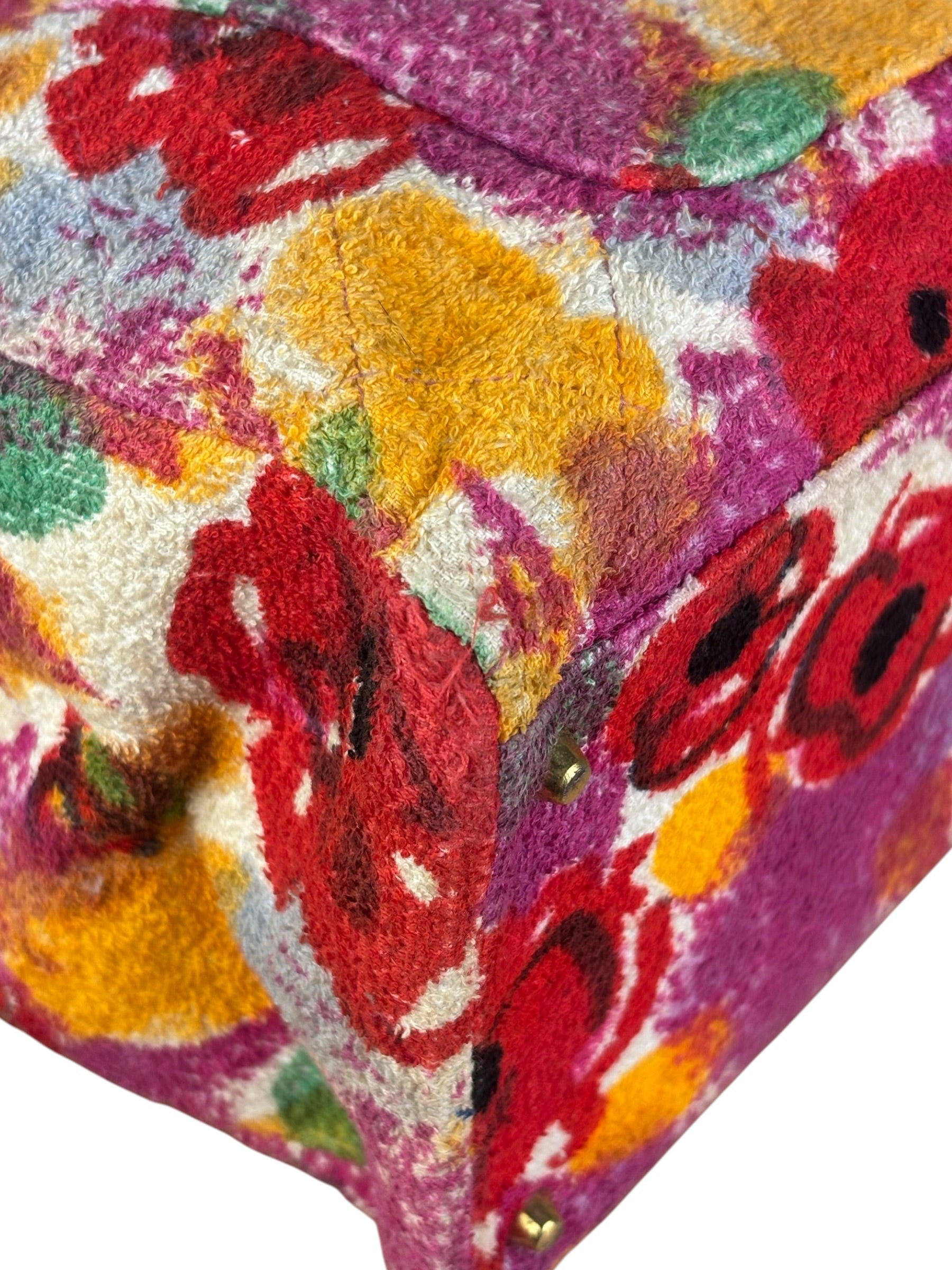 Chanel Vintage Graffiti Floral Terrycloth Beach Resort Tote Bag