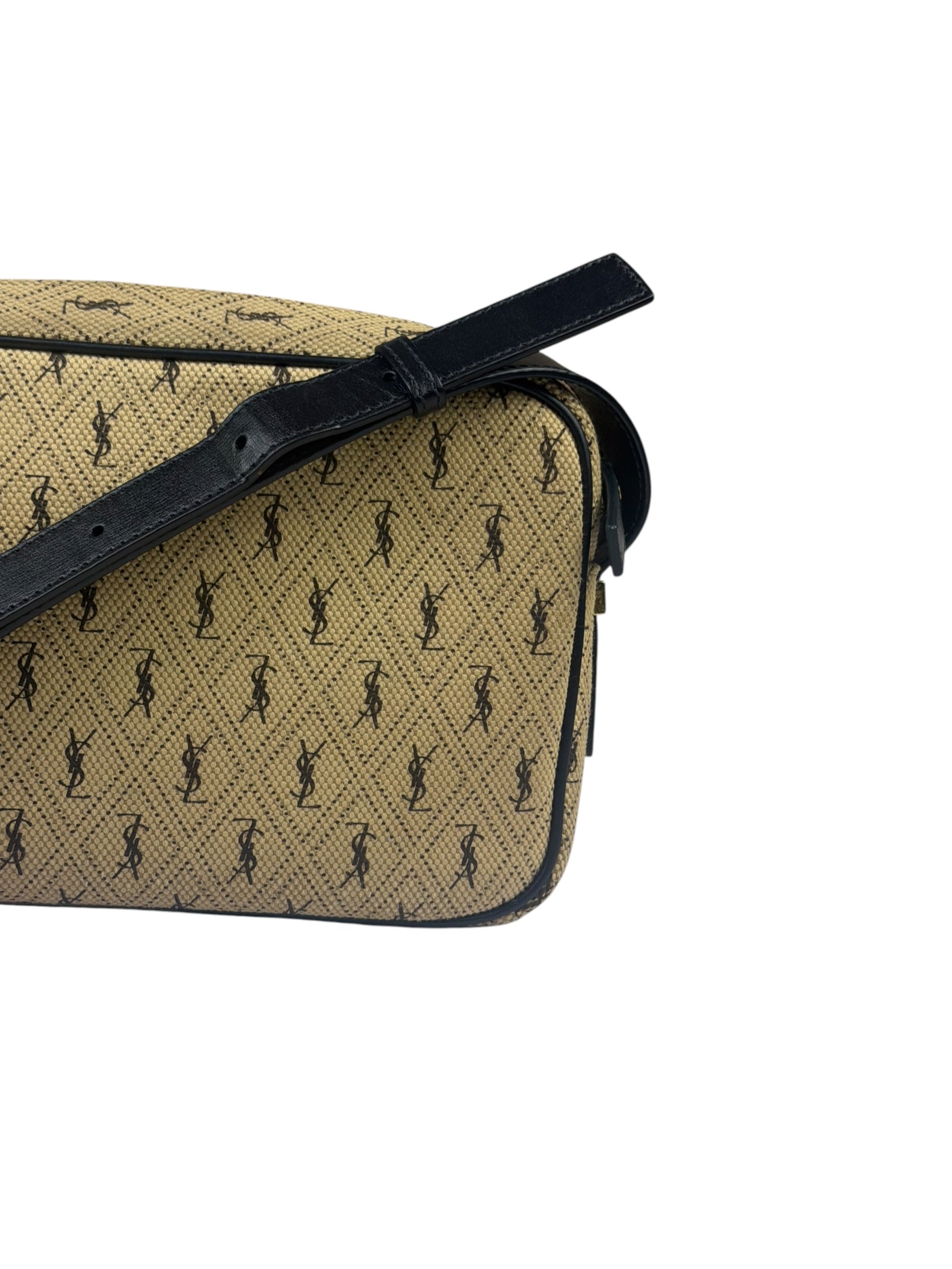 Saint Laurent YSL Beige Logo Print Crossbody Bag