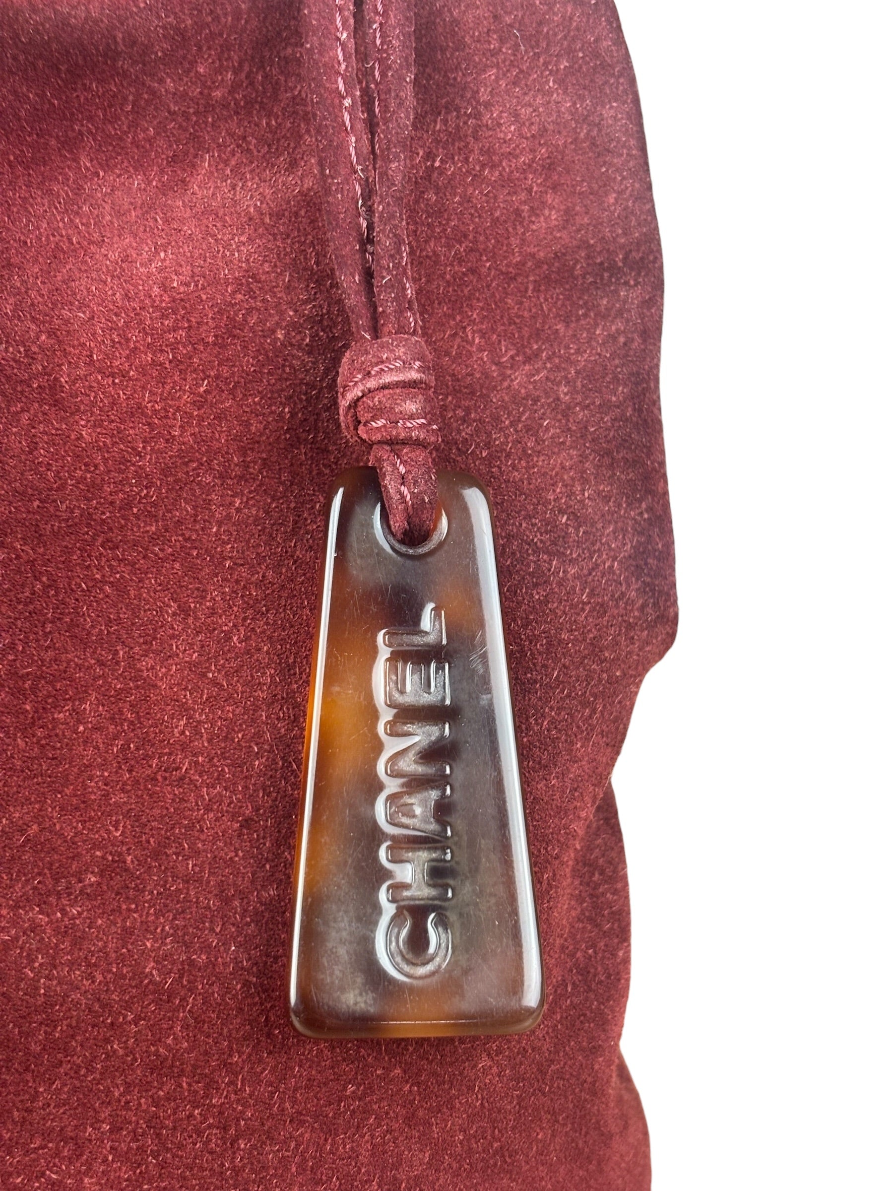 Chanel Bordeaux Suede Tortoise Chain Shoulder Bag '97-'99
