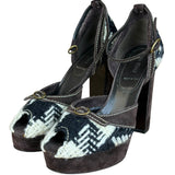 Miu Miu Vintage Woven Tweed Platform Sandals