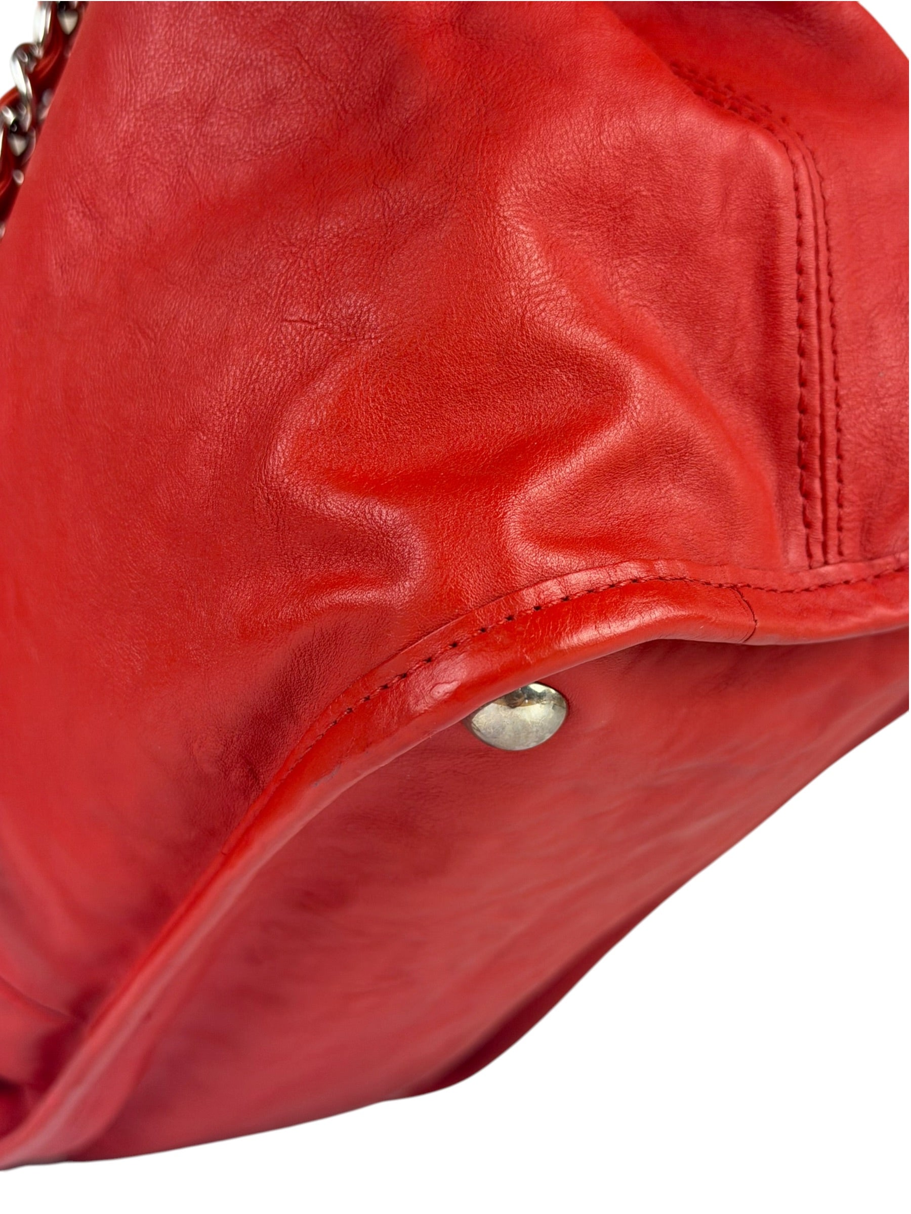 Chanel Red Quilted Leather Natural Beauty Chain Tote 2010