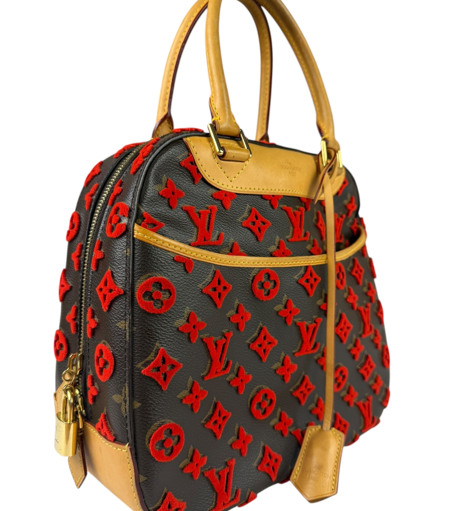 Louis Vuitton Limited Edition Deauville Cube Rosso Handbag Red