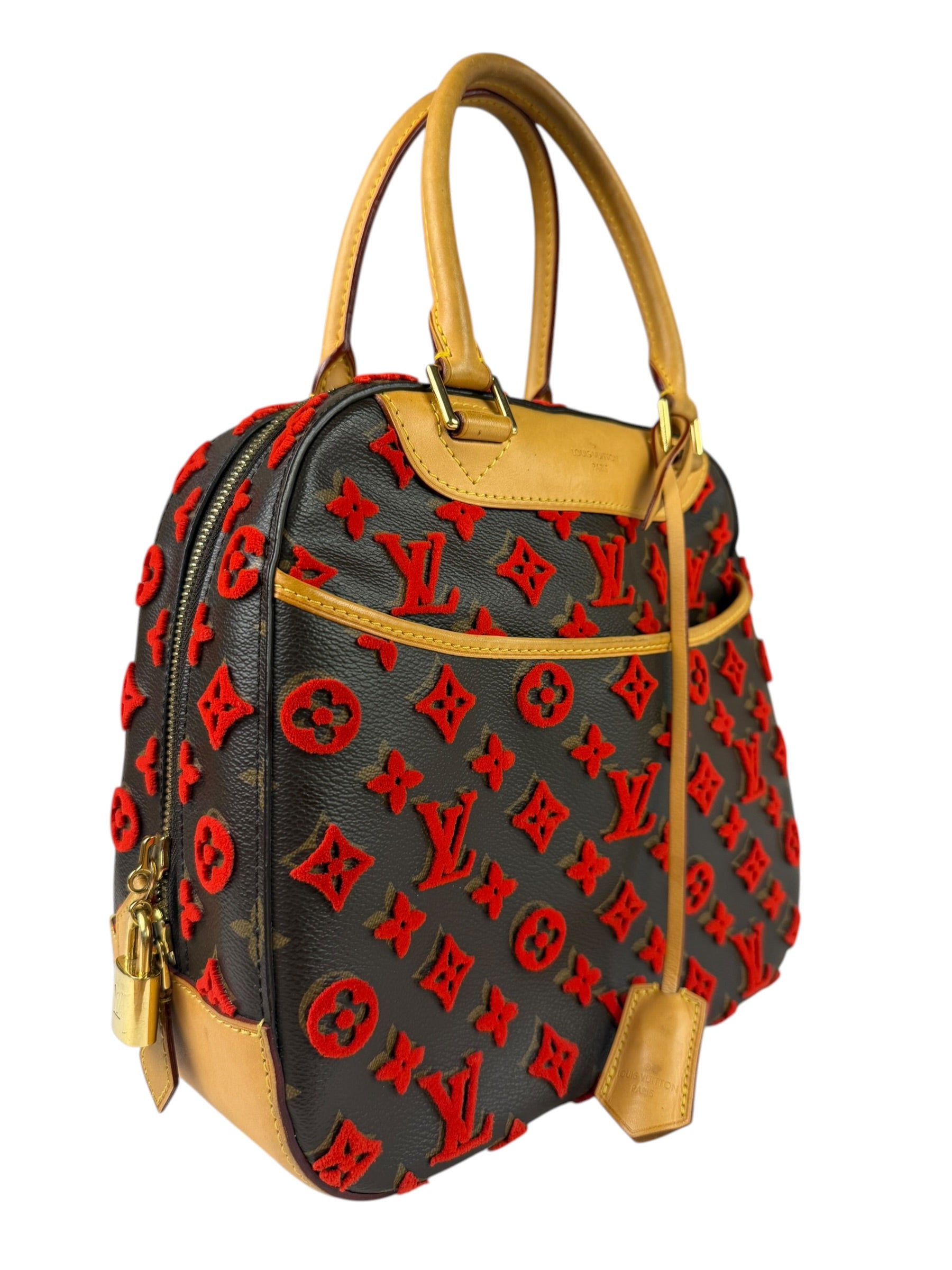 Louis Vuitton Limited Edition Deauville Cube Rosso Handbag Red