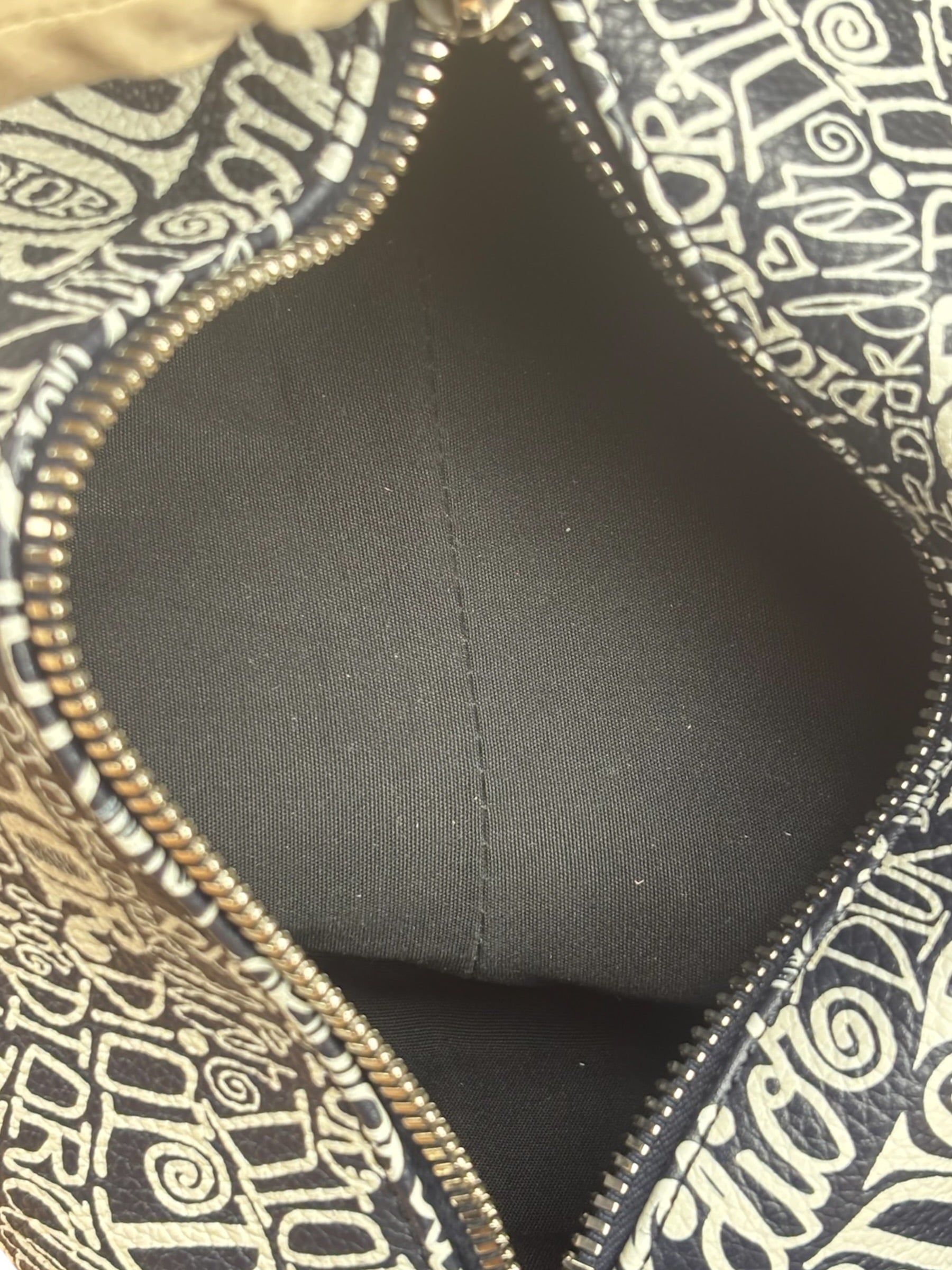 Dior Black/White Shawn Stussy Curvy Script Roller Bag