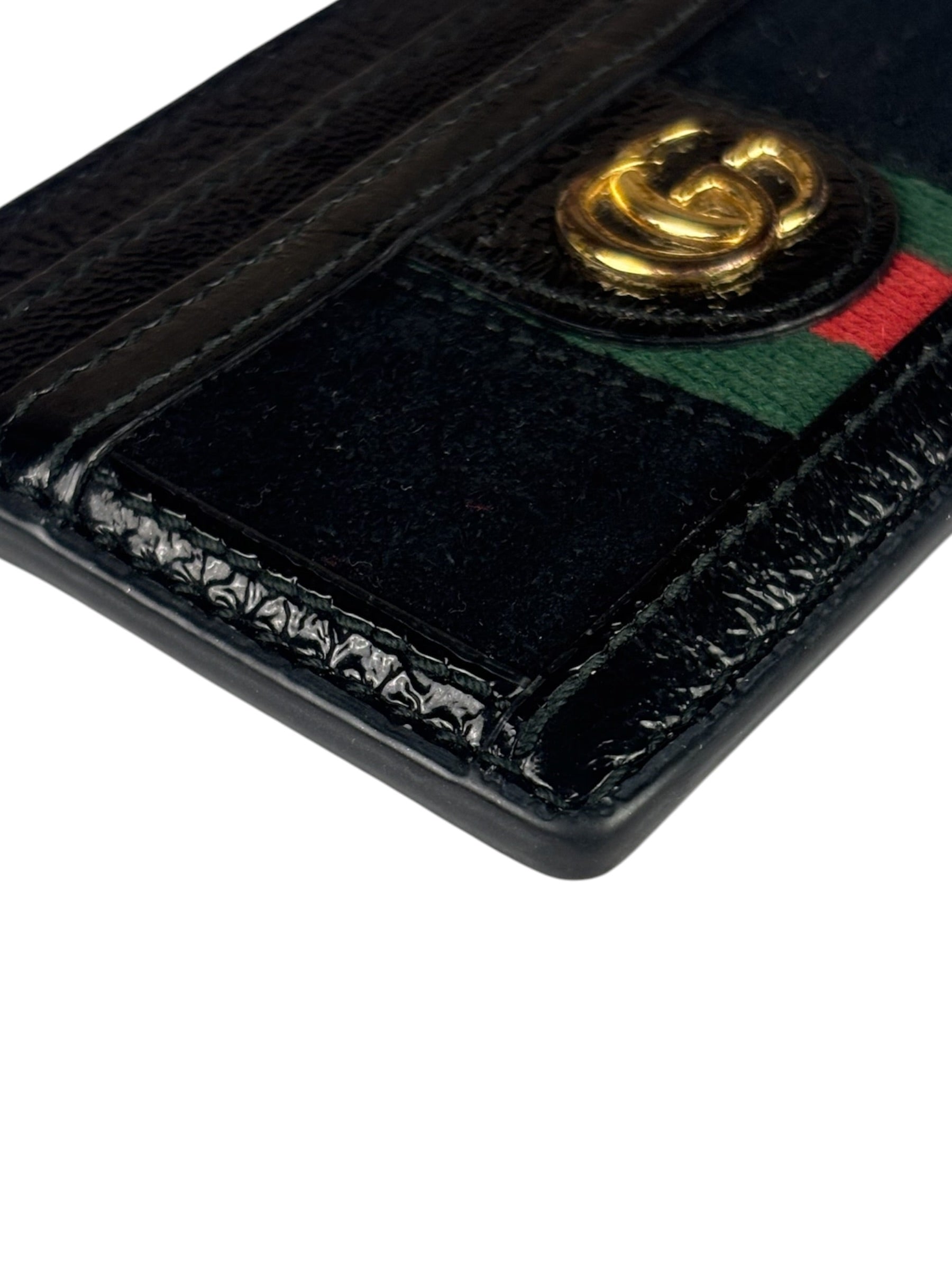 Gucci Black Patent Leather Ophidia Card Case