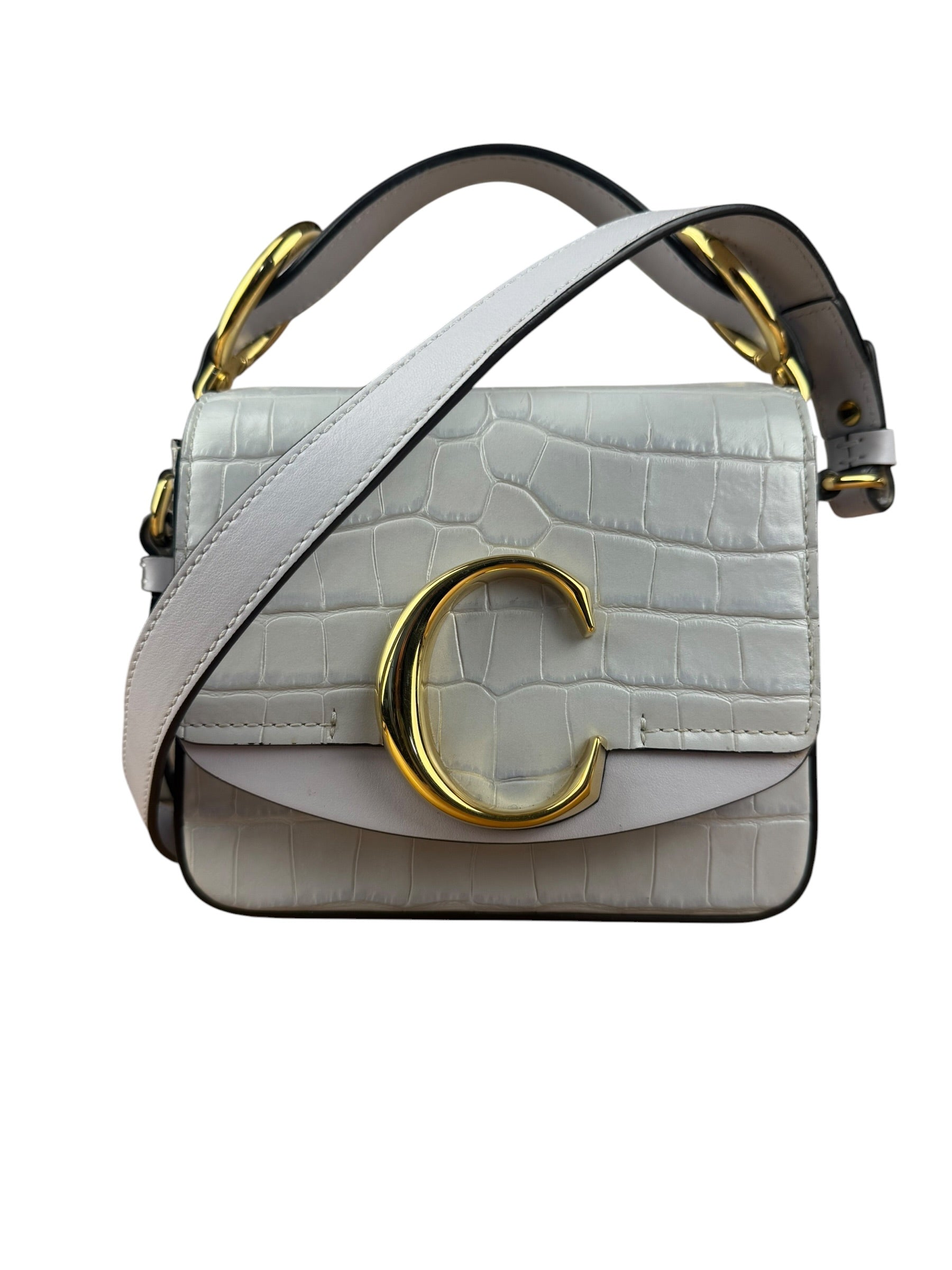 Chloé Mini Grey Croc Embossed C 2Way Bag