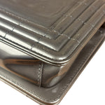 Chanel Gray Patent Leather Boy Flap Shoulder Bag
