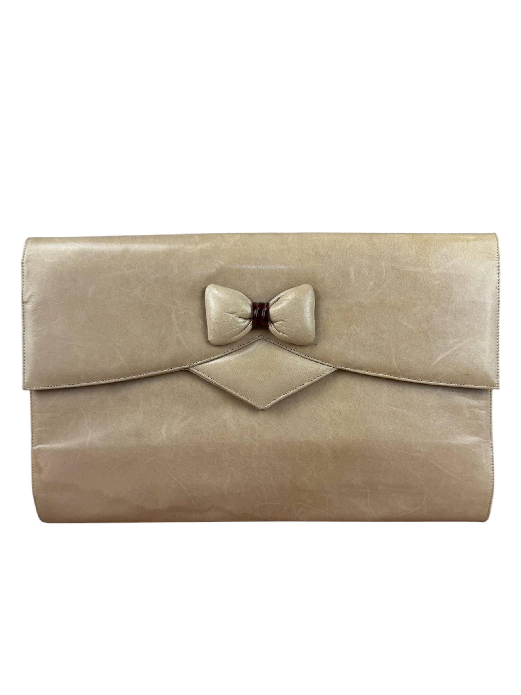 Bally Leather Bow Clutch