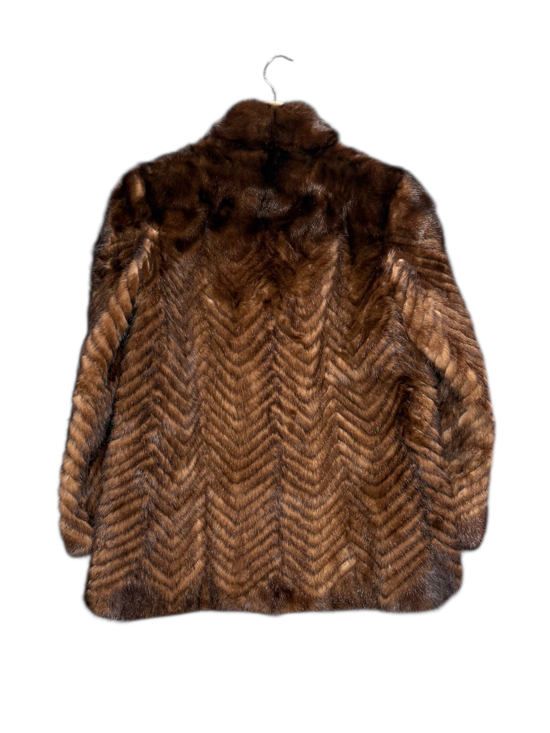 Vintage Brown Chevron Mink Fur Coat
