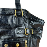 YSL Vintage Black Patent Leather Downtown Handbag