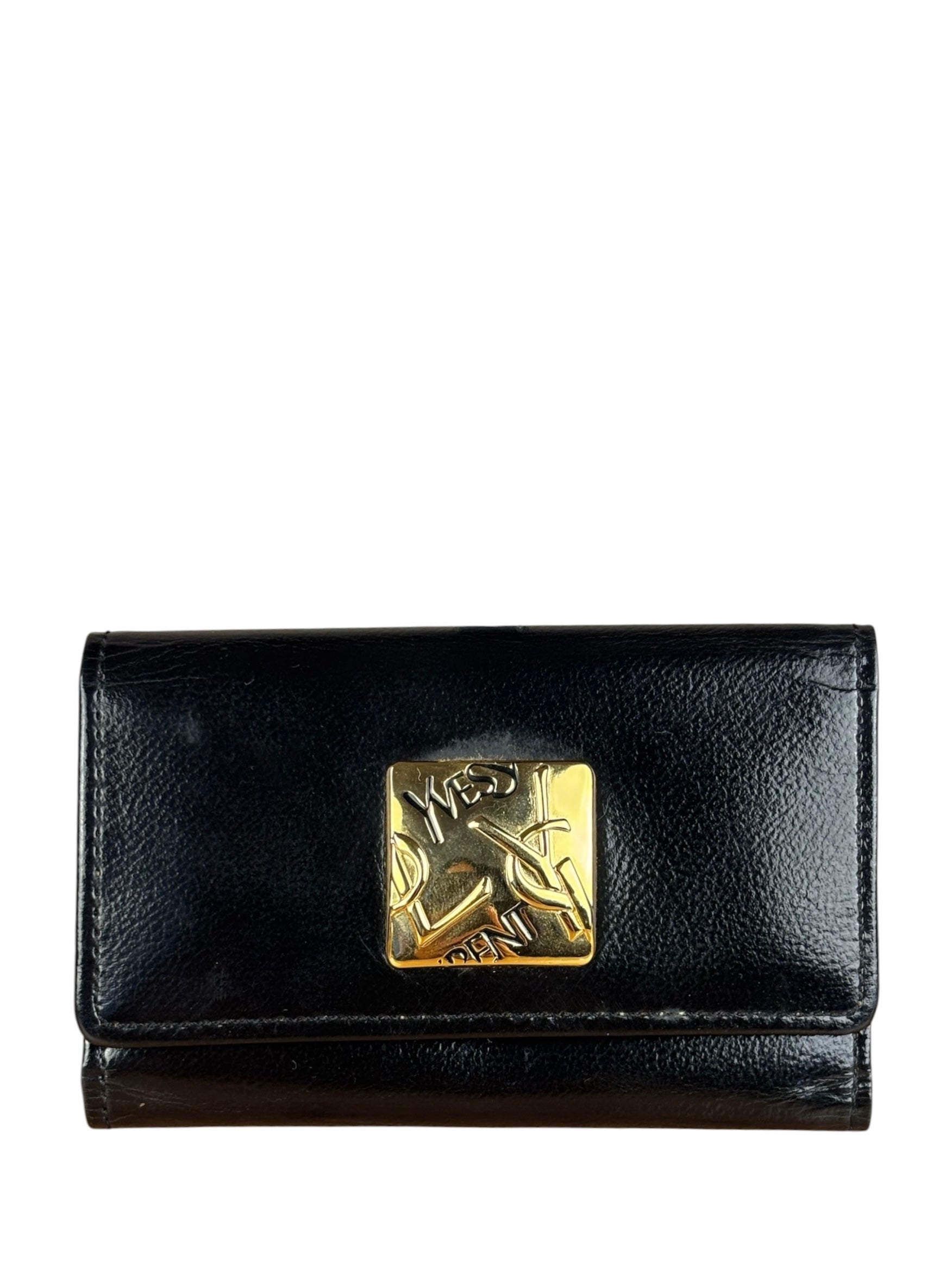 YSL Vintage Black Leather Trifold 5 Ring Key Case/Wallet